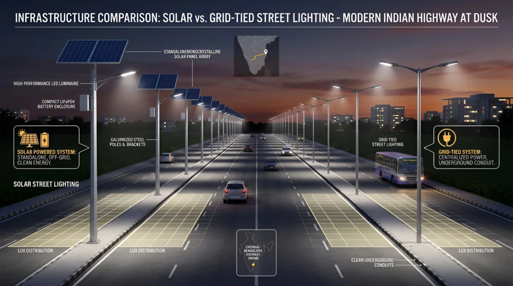 Solar or Grid Street Lighting